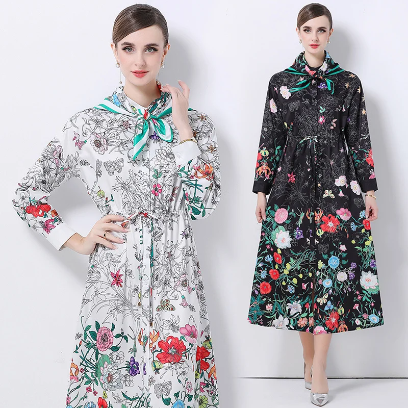 Elegant Long Sleeve Print Dress with Shawl Versatile Cardigan Shirt Style Fashionable Ageless A-Line Midi Dress for Women
Elegant Long Sleeve Print Dress with Shawl Versatile Cardigan Shirt Style Fashionable Ageless A-Line Midi Dress for Women