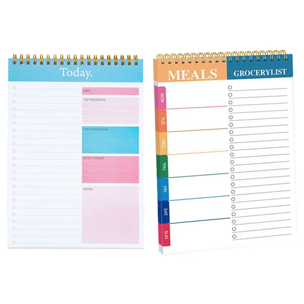 2Pcs Daily Planner Notepad Spiral Bound Tear-Off Pages Smooth Writing Paper for Students Teachers Office Workers Schedule
2Pcs Daily Planner Notepad Spiral Bound Tear-Off Pages Smooth Writing Paper for Students Teachers Office Workers Schedule