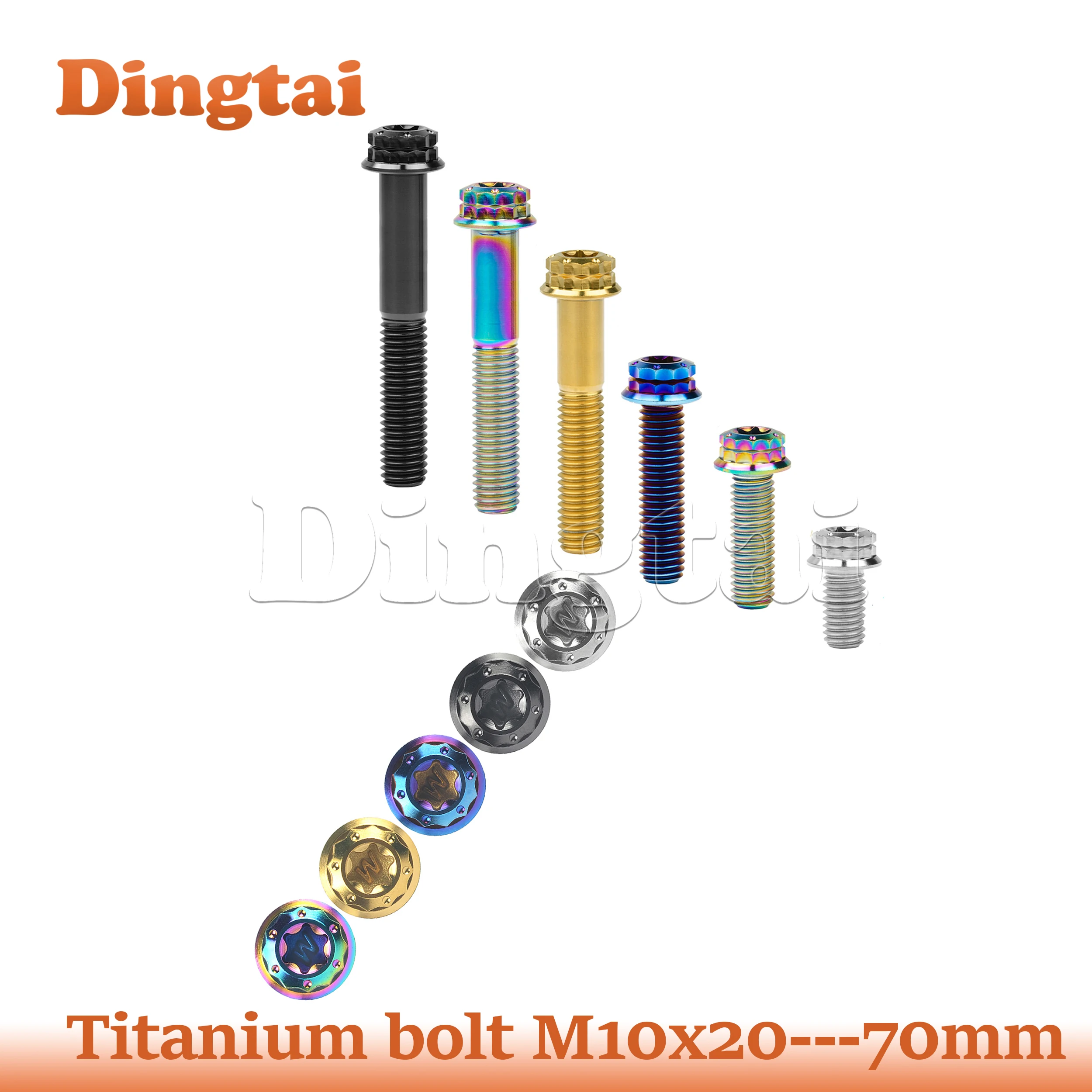 Dingtai Titanium Bolt M10x20 25 30 35 40 45 50 55 60 65 70mm T50 Torx Pitch1.25/1.5mm for Car and Motorcycle
Dingtai Titanium Bolt M10x20 25 30 35 40 45 50 55 60 65 70mm T50 Torx Pitch1.25/1.5mm for Car and Motorcycle