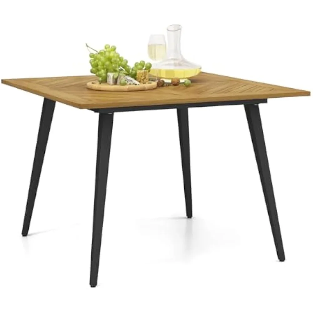 4-Person Outdoor Dining Table, 42.5” Acacia Wood Patio Table with 1.9” Umbrella Hole, Metal Legs & Adjustable Foot Pads
4-Person Outdoor Dining Table, 42.5” Acacia Wood Patio Table with 1.9” Umbrella Hole, Metal Legs & Adjustable Foot Pads