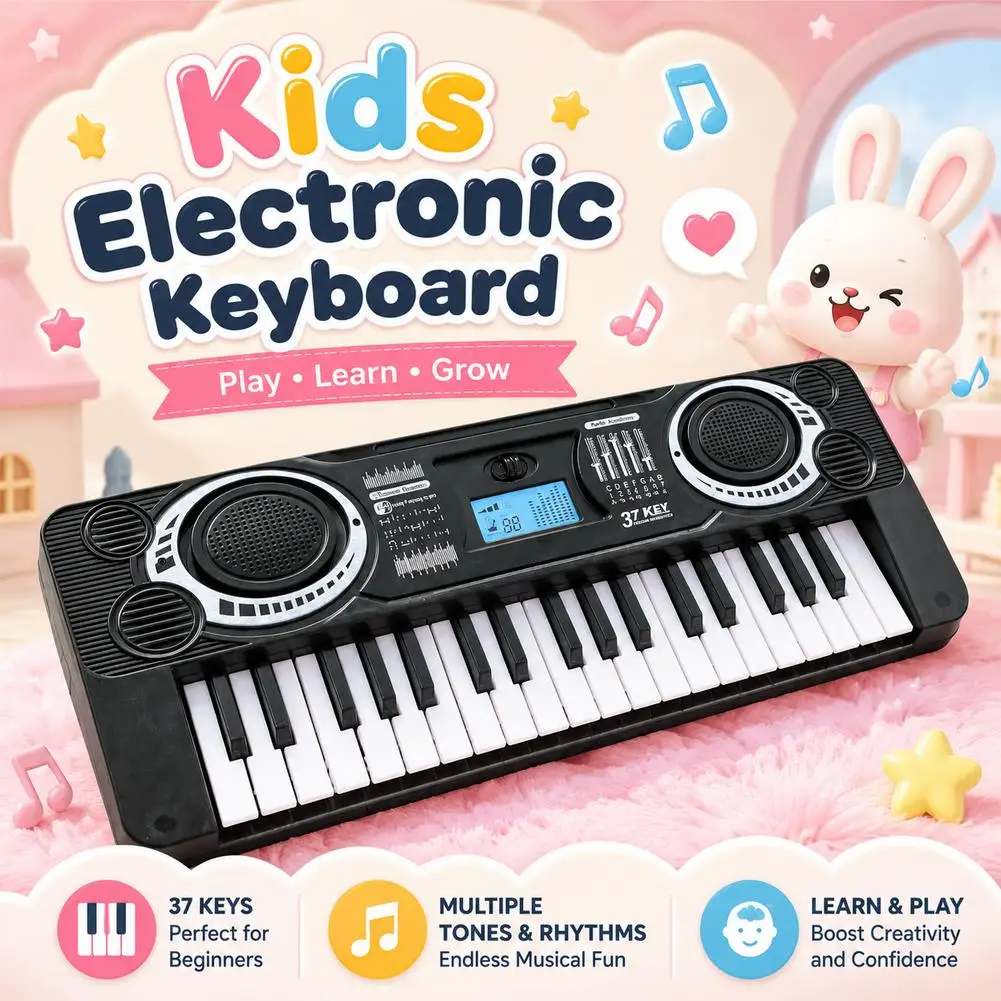 37 Keys Kids Electronic Keyboard Portable Musical Instrument Toy Multi Rhythms Electronic Piano For Toddler Beginners
37 Keys Kids Electronic Keyboard Portable Musical Instrument Toy Multi Rhythms Electronic Piano For Toddler Beginners