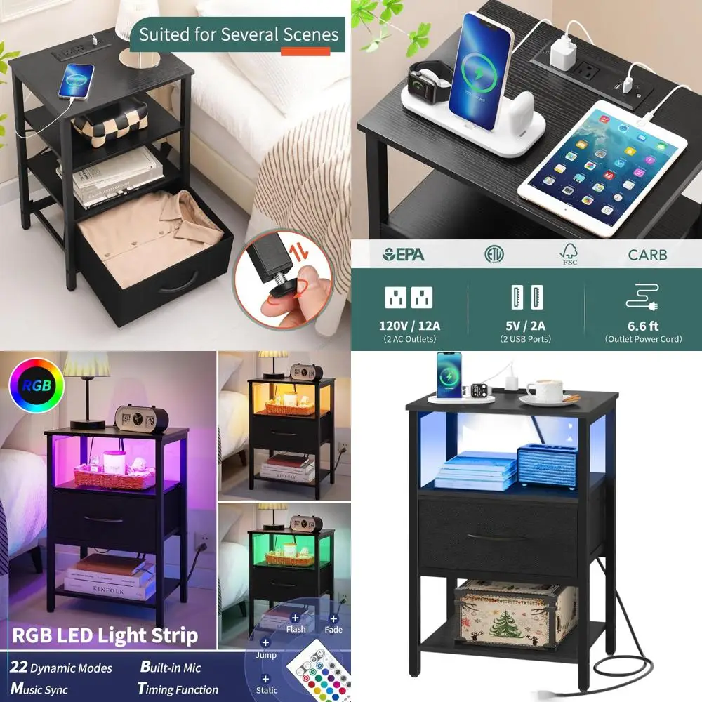 Side Table with Storage, LED Night Stand with Charging Station, End Tables Living Room, Nightstand for Bedroom with Adjustable F
Side Table with Storage, LED Night Stand with Charging Station, End Tables Living Room, Nightstand for Bedroom with Adjustable F