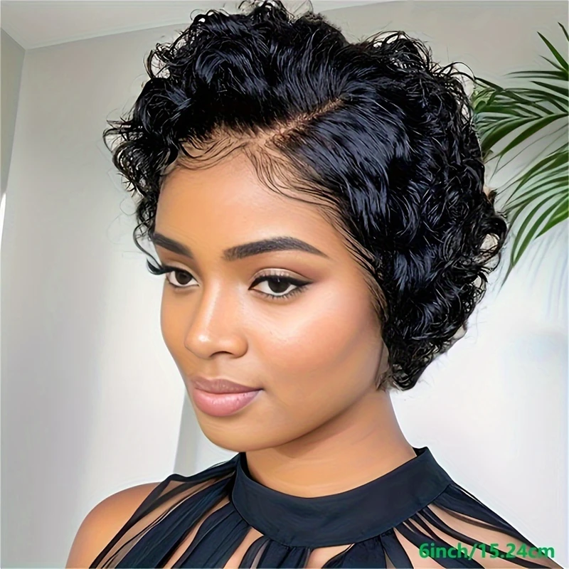 13x1 T part lace 150% density pixie wig 6inch short curly human hair wig pixie cut natural black color daily party use remy wig
13x1 T part lace 150% density pixie wig 6inch short curly human hair wig pixie cut natural black color daily party use remy wig
