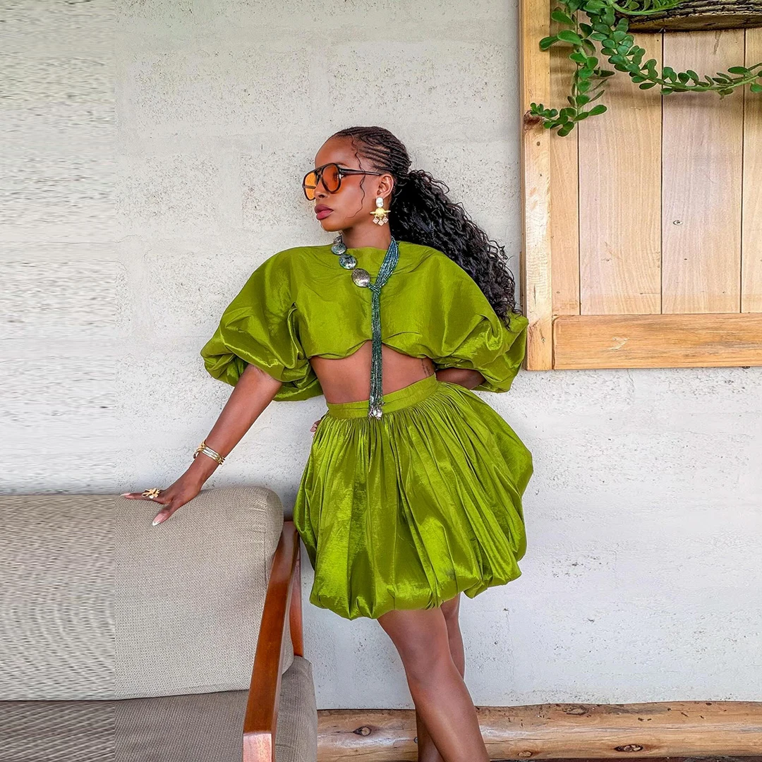 Chic Olive Green Bubble Skirt Women New High Waisted Mini Skirt Ruched Elastic Waist Shiny Satin Skirt Cute Party Short Skirts
Chic Olive Green Bubble Skirt Women New High Waisted Mini Skirt Ruched Elastic Waist Shiny Satin Skirt Cute Party Short Skirts
