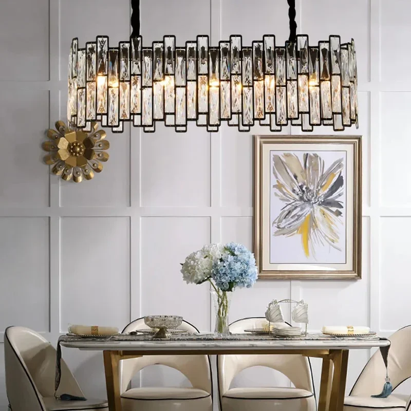 Black Chandelier Modern Rectangular Restaurant Crystal Island Platform Lamp Luxury Grid Light
Black Chandelier Modern Rectangular Restaurant Crystal Island Platform Lamp Luxury Grid Light