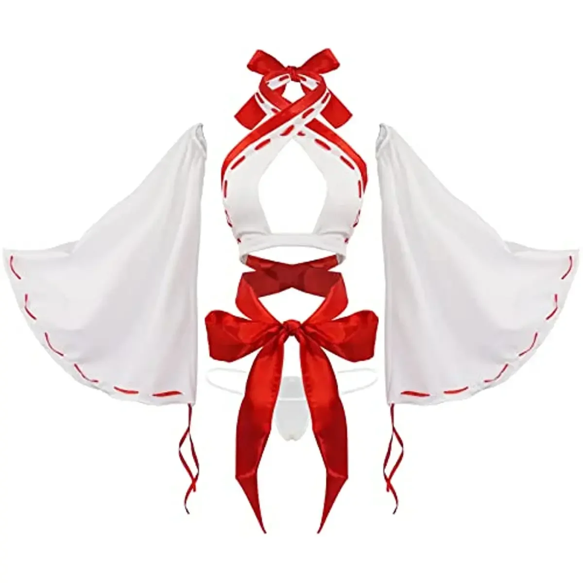 Women Japanese Anime Miko Cosplay Outfit, Red And White Kimono Bra And Panty Set Witch Cosplay Costume
Women Japanese Anime Miko Cosplay Outfit, Red And White Kimono Bra And Panty Set Witch Cosplay Costume