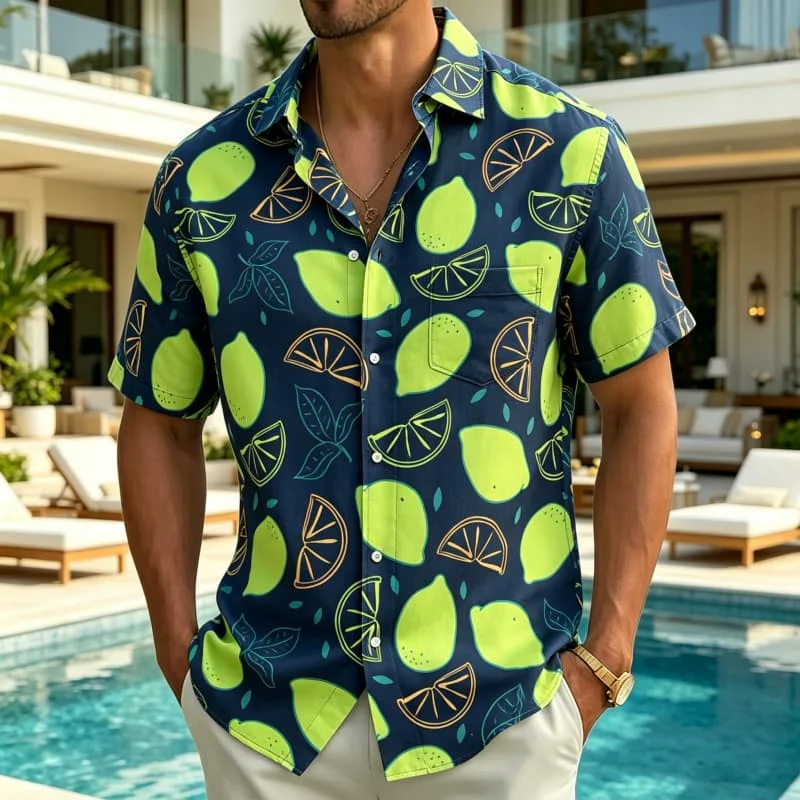 Tropical Fresh Fruit Printed Vacation shirt, Short Sleeved Shirt With pockets, For Pool parties, Beach outings, And Daily Wear
Tropical Fresh Fruit Printed Vacation shirt, Short Sleeved Shirt With pockets, For Pool parties, Beach outings, And Daily Wear