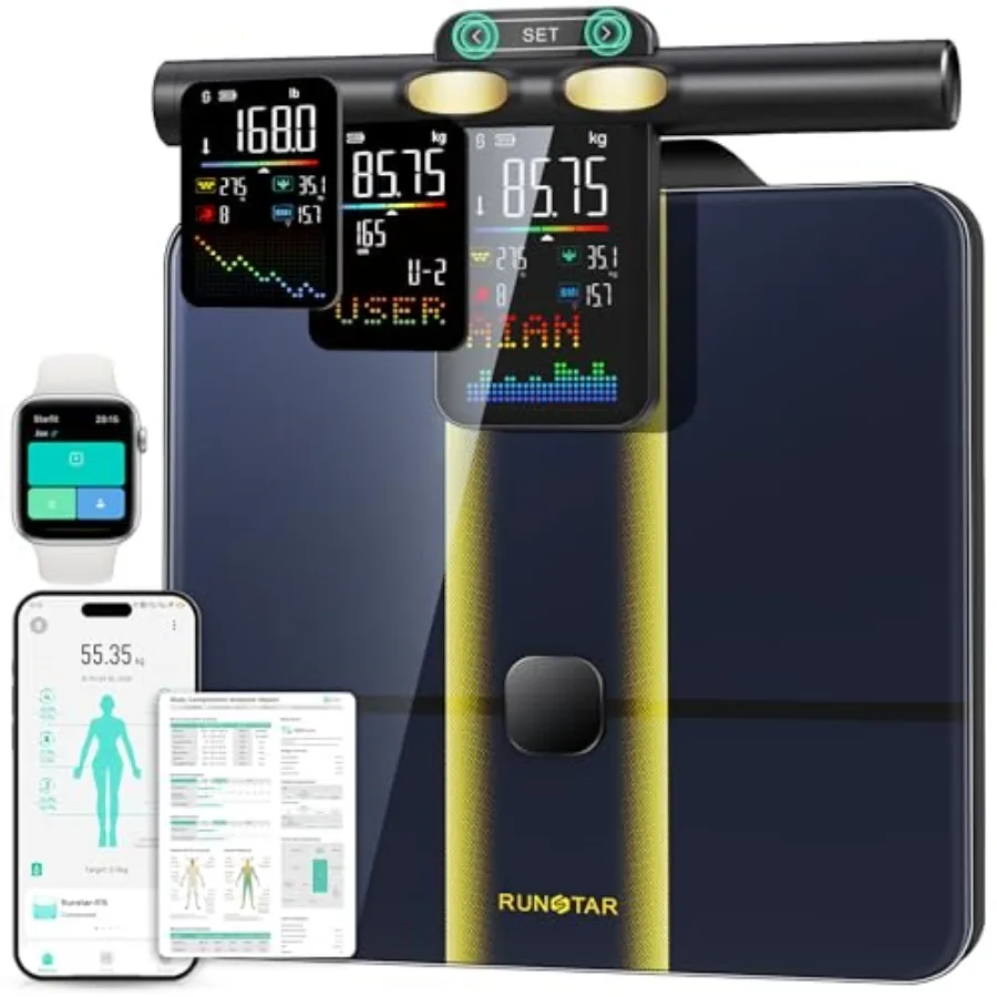 Smart Scale for Body Weight, 8 Electrodes High Precision Digital Bathroom Scale with Set Functions Handle, Body Composition Sca
Smart Scale for Body Weight, 8 Electrodes High Precision Digital Bathroom Scale with Set Functions Handle, Body Composition Sca