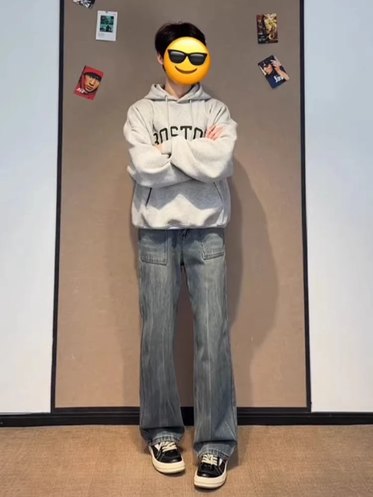 Мужские джинсы Waed Blue Faded Lightning Pattern, зимние, в американском стиле, прямые, слегка расклешенные, с эффектом потертости
Мужские джинсы Waed Blue Faded Lightning Pattern, зимние, в американском стиле, прямые, слегка расклешенные, с эффектом потертости