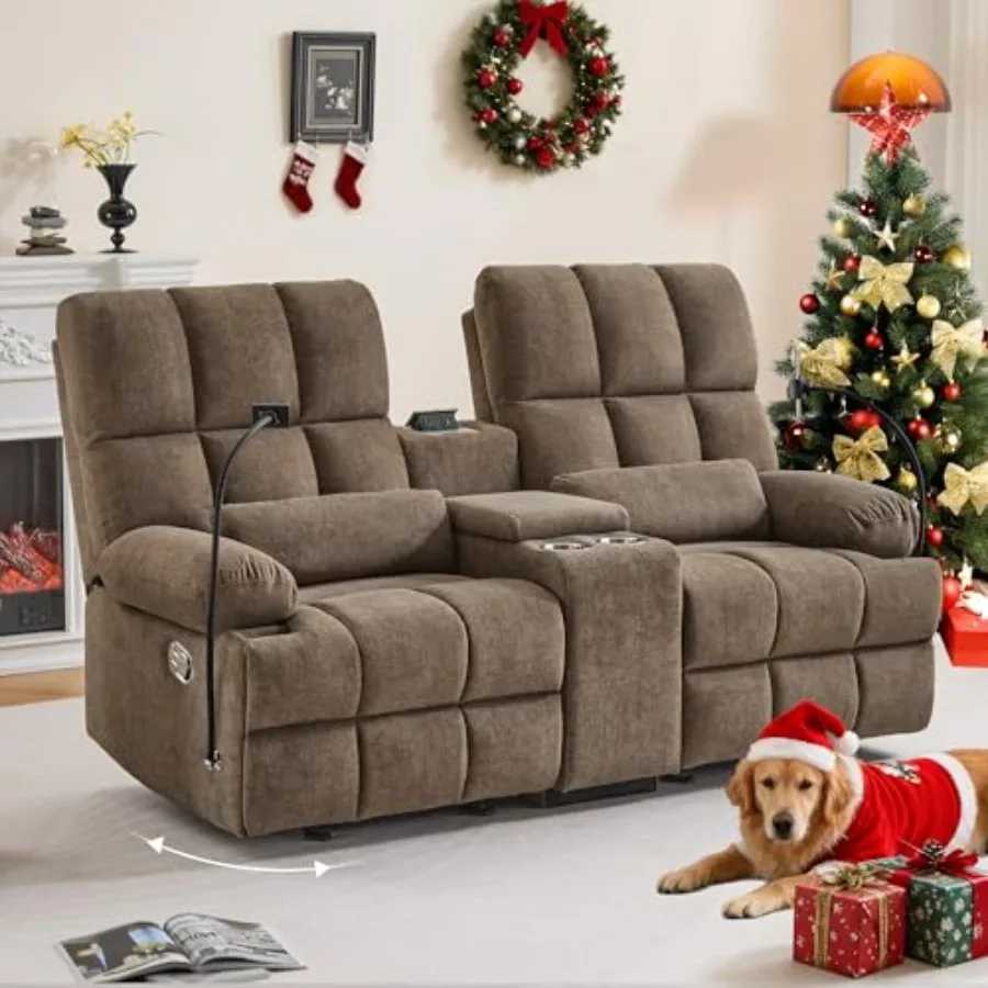 Cat-Proof Rocking Reclining Loveseat, Pet-Friendly Fabric Sofa with 11" Deep Storage Console and Hidden Outlet, Manual Recliner
Cat-Proof Rocking Reclining Loveseat, Pet-Friendly Fabric Sofa with 11" Deep Storage Console and Hidden Outlet, Manual Recliner