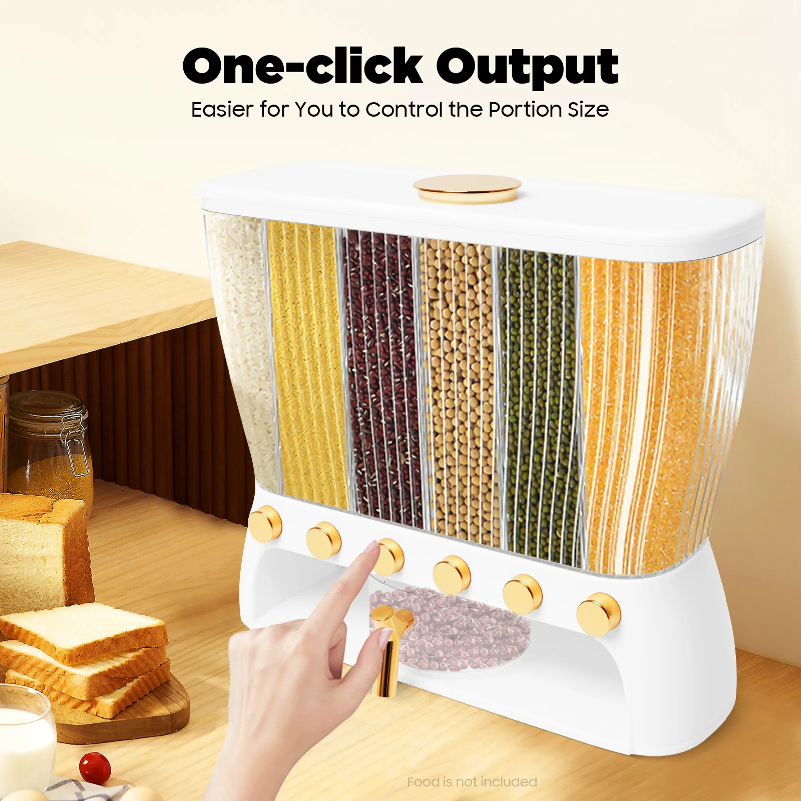 Home Dry Food Dispenser Wall Mounted 6 Grid Beans Cereals Organizer Rice Dispenser Kitchen Storage Box with Measuring Cup
Home Dry Food Dispenser Wall Mounted 6 Grid Beans Cereals Organizer Rice Dispenser Kitchen Storage Box with Measuring Cup