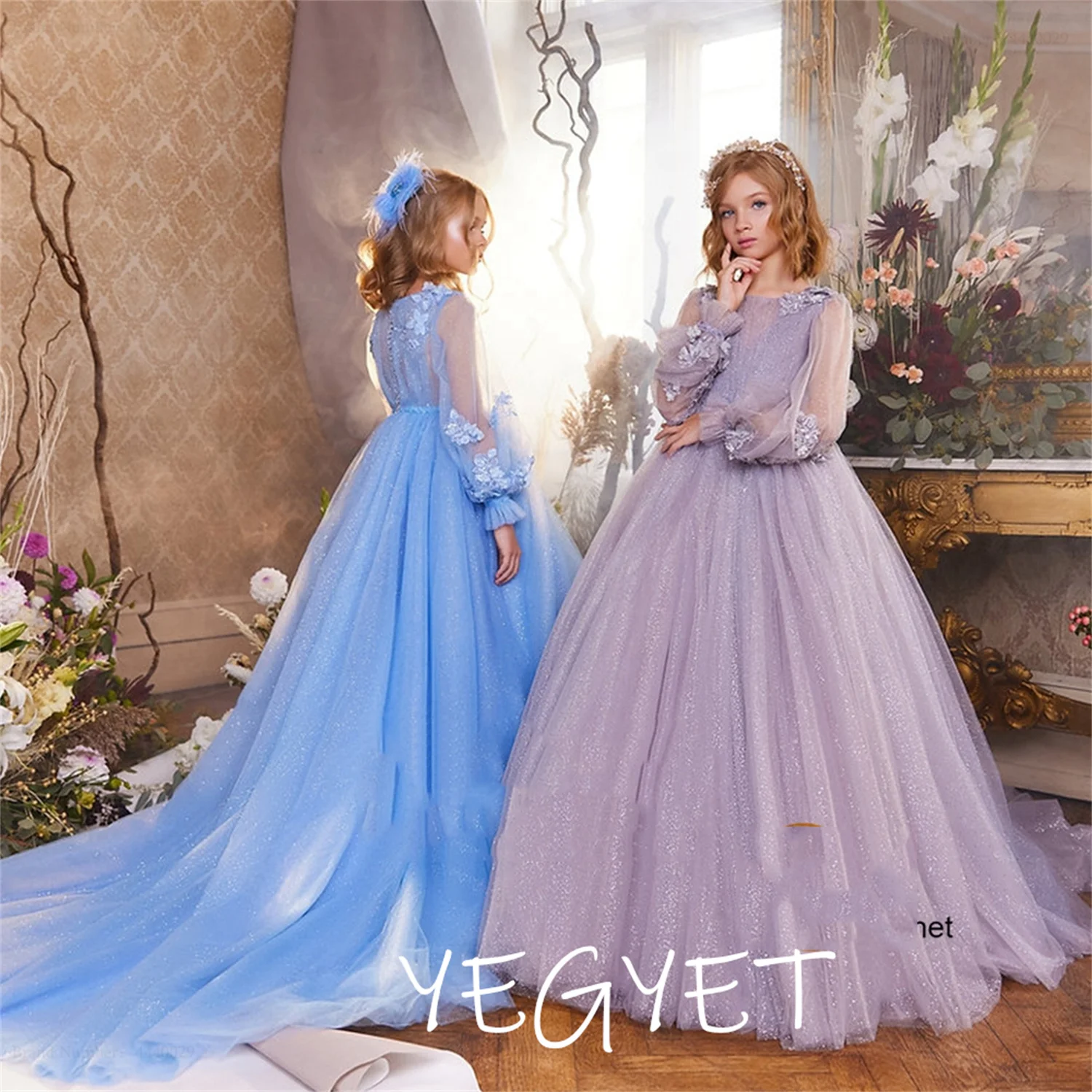 Full Sleeve Empire Flower Girl Dresses New Sweep Train 2023 Floor Length Appplique Button Back Wedding Party Gowns
Full Sleeve Empire Flower Girl Dresses New Sweep Train 2023 Floor Length Appplique Button Back Wedding Party Gowns