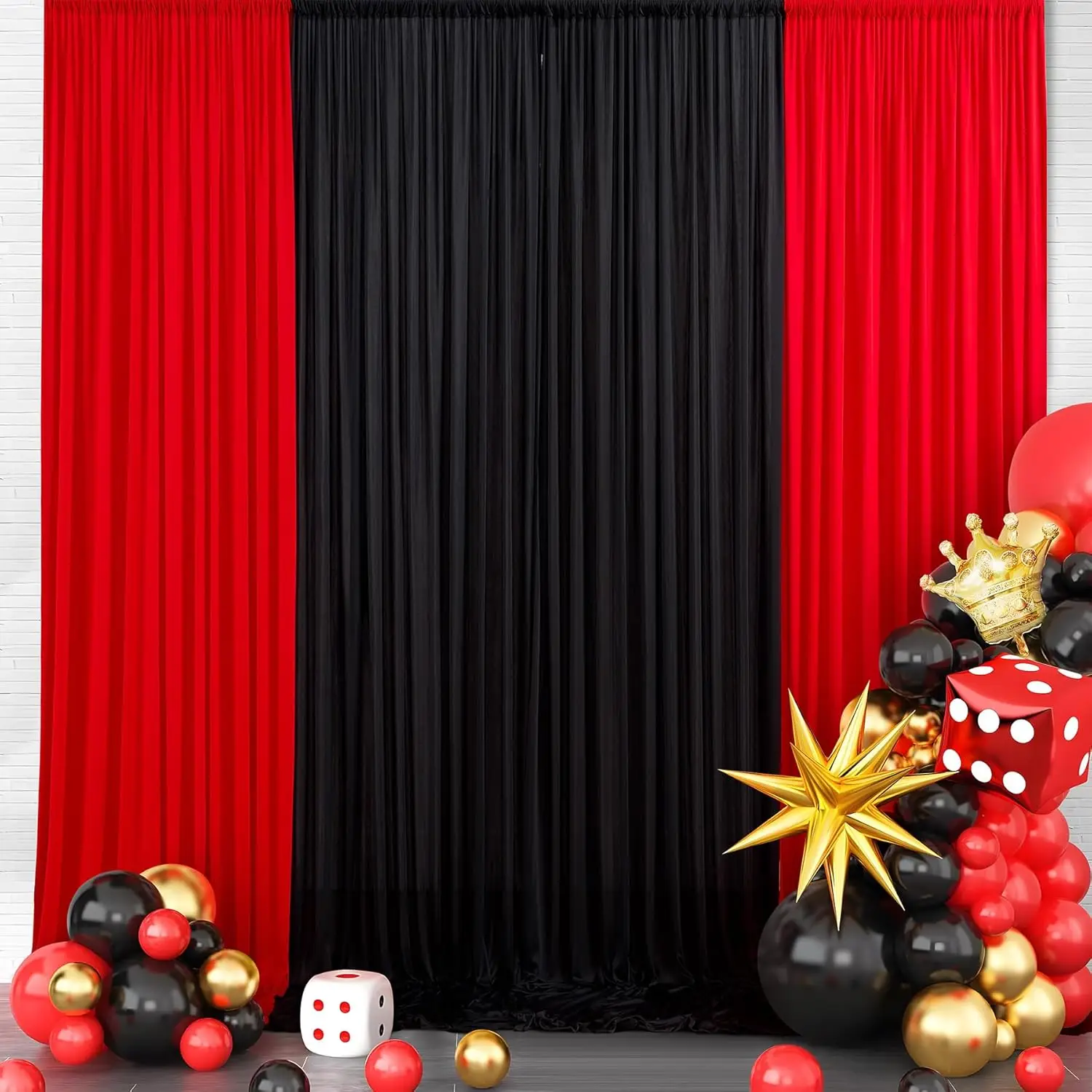 8*8 Feet Red and Black Background Curtains, 4 Pieces, 2X8 Feet Wrinkle-Free Soft Polyester Photo Backdrop Curtains, Suitable for Birthday Parties, Weddings, Bachelor Parties, Graduation Ceremony Backdrop Curtains
8*8 Feet Red and Black Background Curtains, 4 Pieces, 2X8 Feet Wrinkle-Free Soft Polyester Photo Backdrop Curtains, Suitable for Birthday Parties, Weddings, Bachelor Parties, Graduation Ceremony Backdrop Curtains
