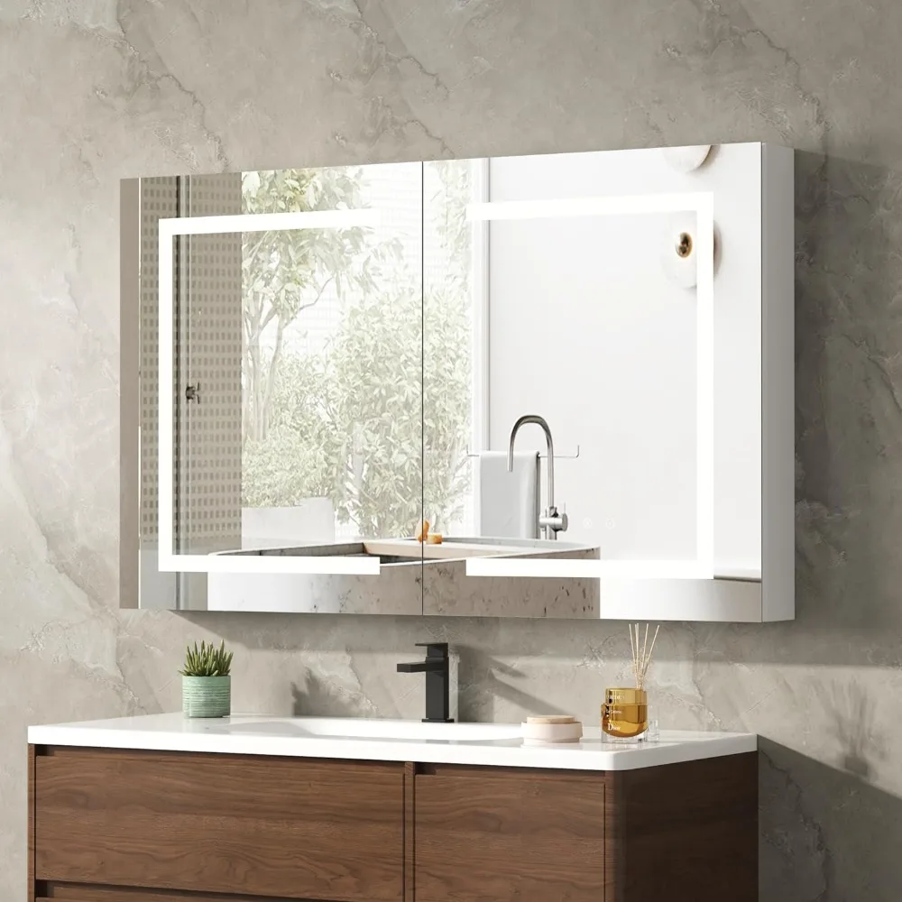 Medicine Cabinet with LED Mirror for Bathroom, 36''x24'' Aluminum, Wall Mounted Led Medicine Cabinet, Defog
Medicine Cabinet with LED Mirror for Bathroom, 36''x24'' Aluminum, Wall Mounted Led Medicine Cabinet, Defog