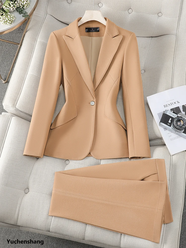 Абрикосовый цвет хаки, черный модный женский брючный костюм, женская деловая рабочая куртка, пиджак и брюки, формальный комплект из 2 предметов 
Абрикосовый цвет хаки, черный модный женский брючный костюм, женская деловая рабочая куртка, пиджак и брюки, формальный комплект из 2 предметов