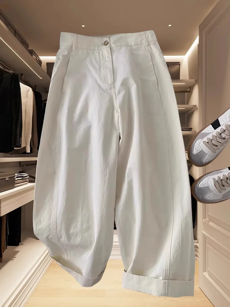 Брюки с высокой талией и широкими штанинами, свободного кроя, повседневные, прямого силуэта, стройнящие, летние, новые, универсальные, для невысоких, удобные брюки
Брюки с высокой талией и широкими штанинами, свободного кроя, повседневные, прямого силуэта, стройнящие, летние, новые, универсальные, для невысоких, удобные брюки