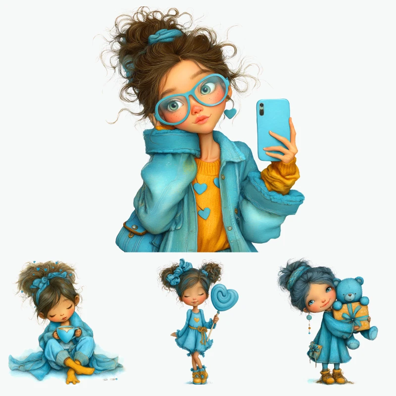 2PCS Blue Glasses Girl Phone Selfie iron on patches DTF Patches for clothes Iron-on transfers for clothing heat transfer
2PCS Blue Glasses Girl Phone Selfie iron on patches DTF Patches for clothes Iron-on transfers for clothing heat transfer