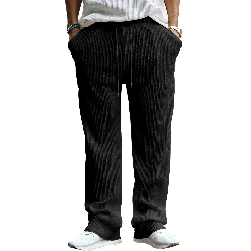 2024 Spring Soft Ribbed Trousers Men Fashion Solid Color Drawstring Lace-up Straight Pants Streetwear Mens New Trendy Long Pants
2024 Spring Soft Ribbed Trousers Men Fashion Solid Color Drawstring Lace-up Straight Pants Streetwear Mens New Trendy Long Pants