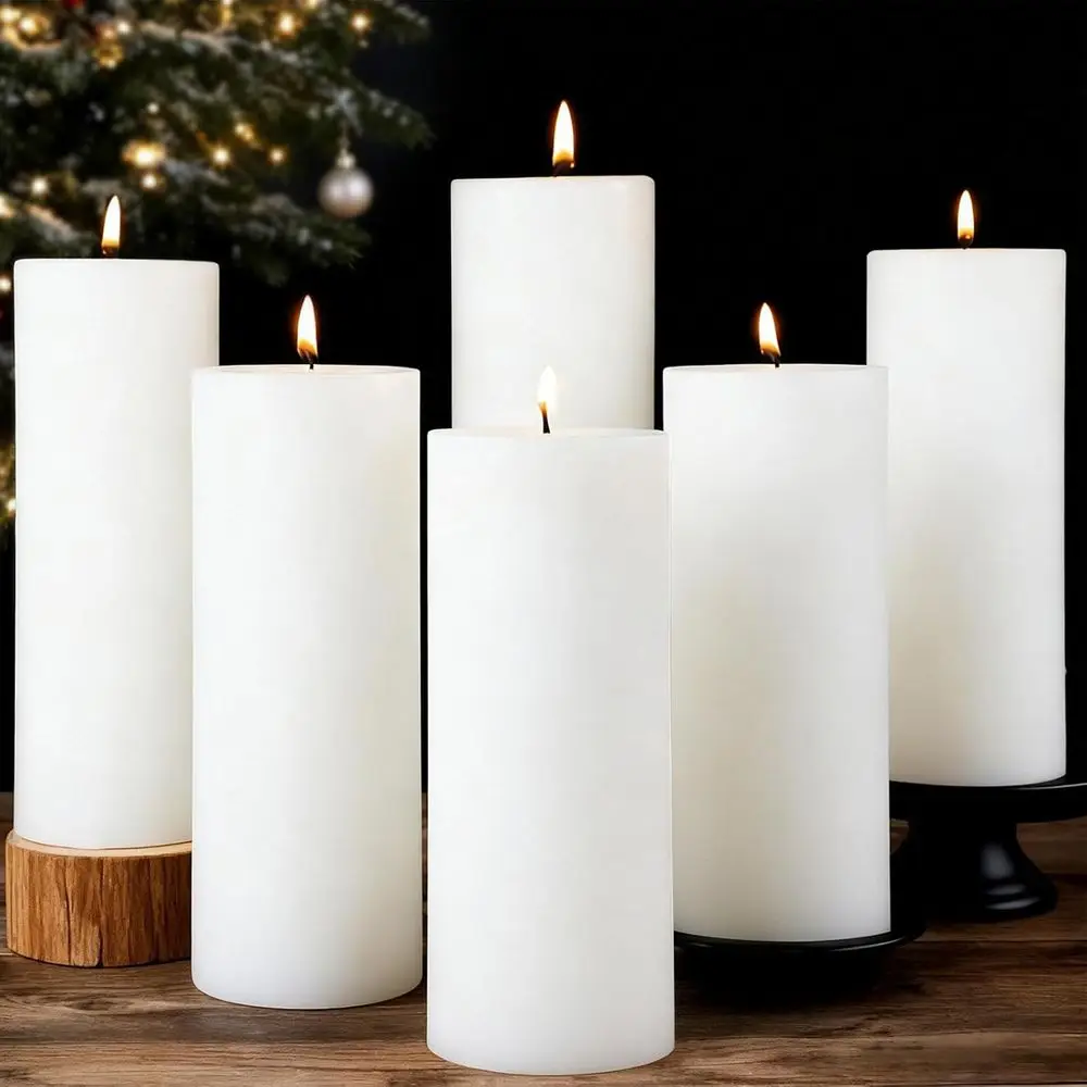 6-Pack 2.8x8 Inch Long-Burning Unscented White Pillar Candles for Home, Events, and Decor
6-Pack 2.8x8 Inch Long-Burning Unscented White Pillar Candles for Home, Events, and Decor