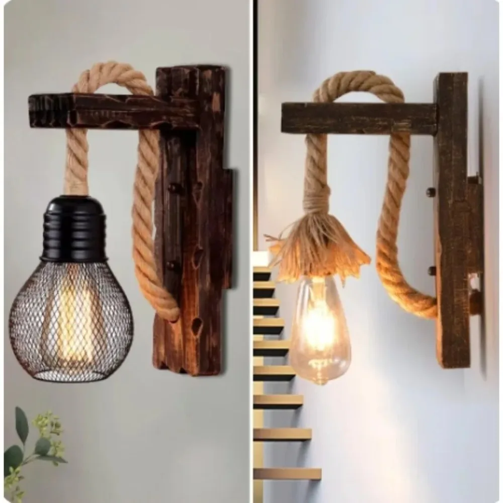JOYINLED Hemp Rope Retro Wood Wall Lamp E26/E27 Edison Bulb for Bar Loft Corridor American Decorative Wall Light Fixture Sconces
JOYINLED Hemp Rope Retro Wood Wall Lamp E26/E27 Edison Bulb for Bar Loft Corridor American Decorative Wall Light Fixture Sconces