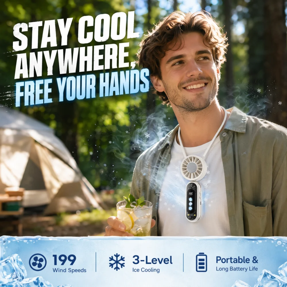 Neck Hanging Handheld Fan 3000mAh Rechargeable 199 Speed Powerful Wind 3 Wind Modes Ice Compress LED Light Portable Mini Summer
Neck Hanging Handheld Fan 3000mAh Rechargeable 199 Speed Powerful Wind 3 Wind Modes Ice Compress LED Light Portable Mini Summer