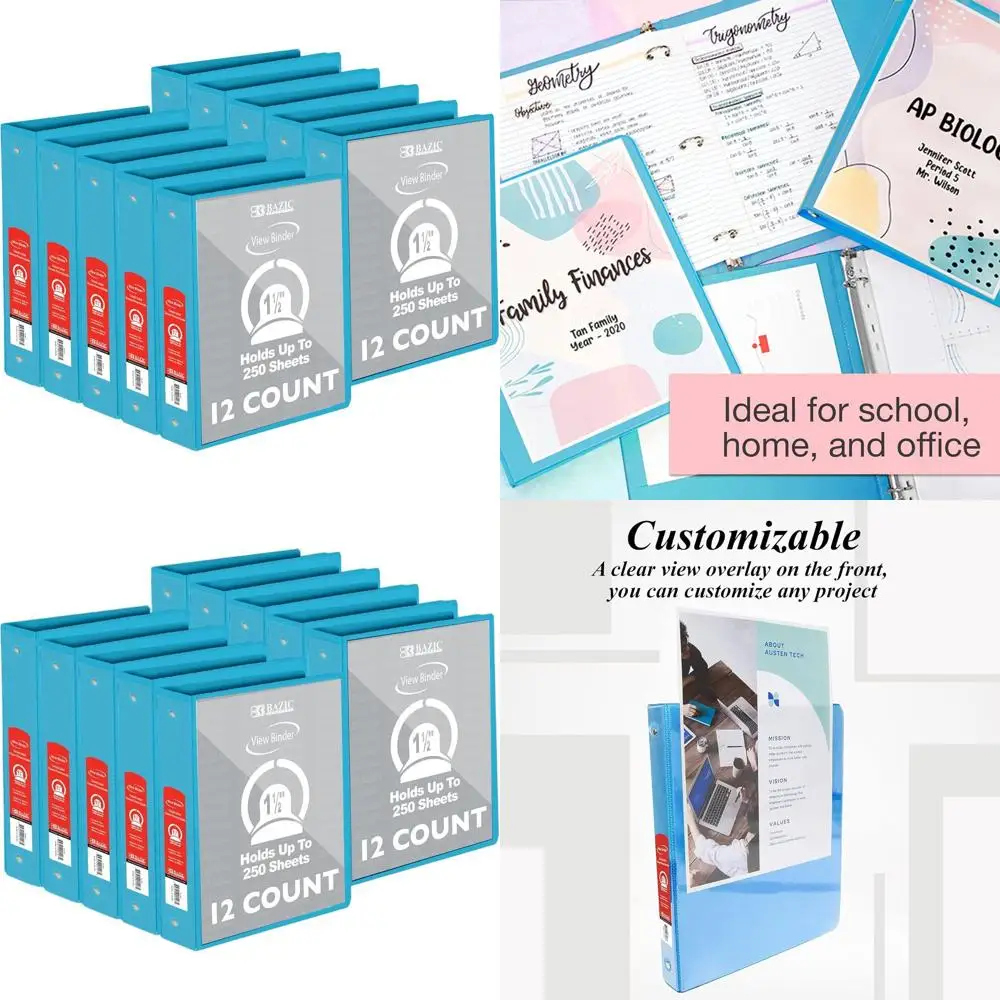 1.5 Cyan Economy Binder with Clear Cover and Round Rings, Holds 250 Sheets, 12-Pack
1.5 Cyan Economy Binder with Clear Cover and Round Rings, Holds 250 Sheets, 12-Pack