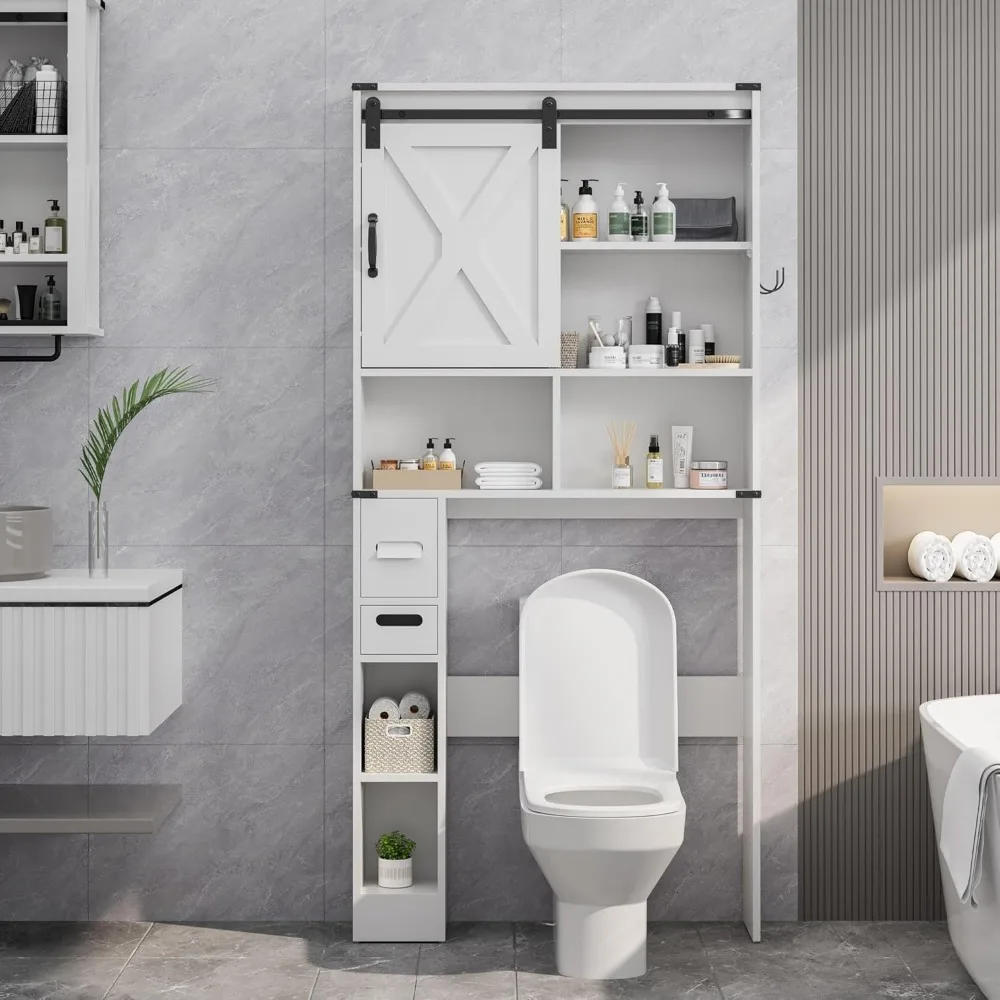 Over The Toilet Storage Cabinet, Farmhouse Storage Cabinet Over Toilet with Sliding Barn Door, Home Space-Saving Toilet Rack
Over The Toilet Storage Cabinet, Farmhouse Storage Cabinet Over Toilet with Sliding Barn Door, Home Space-Saving Toilet Rack