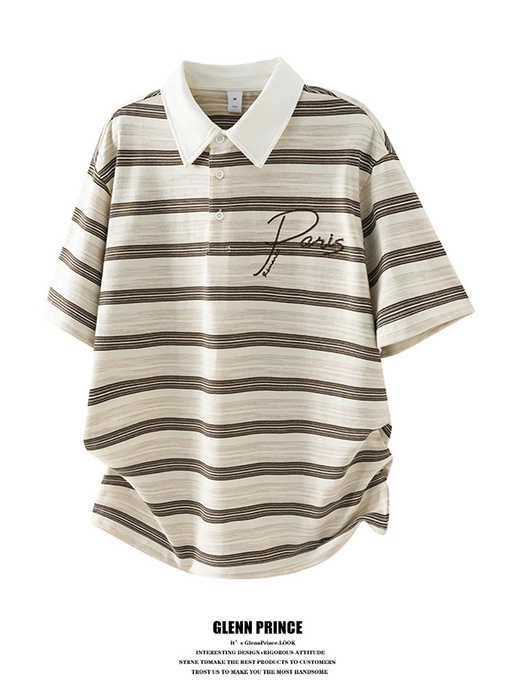 American Retro Embroidered Letter Shirt Men's Summer Commute Casual T-Shirt Striped Flip-Collar Lightweight Business
American Retro Embroidered Letter Shirt Men's Summer Commute Casual T-Shirt Striped Flip-Collar Lightweight Business