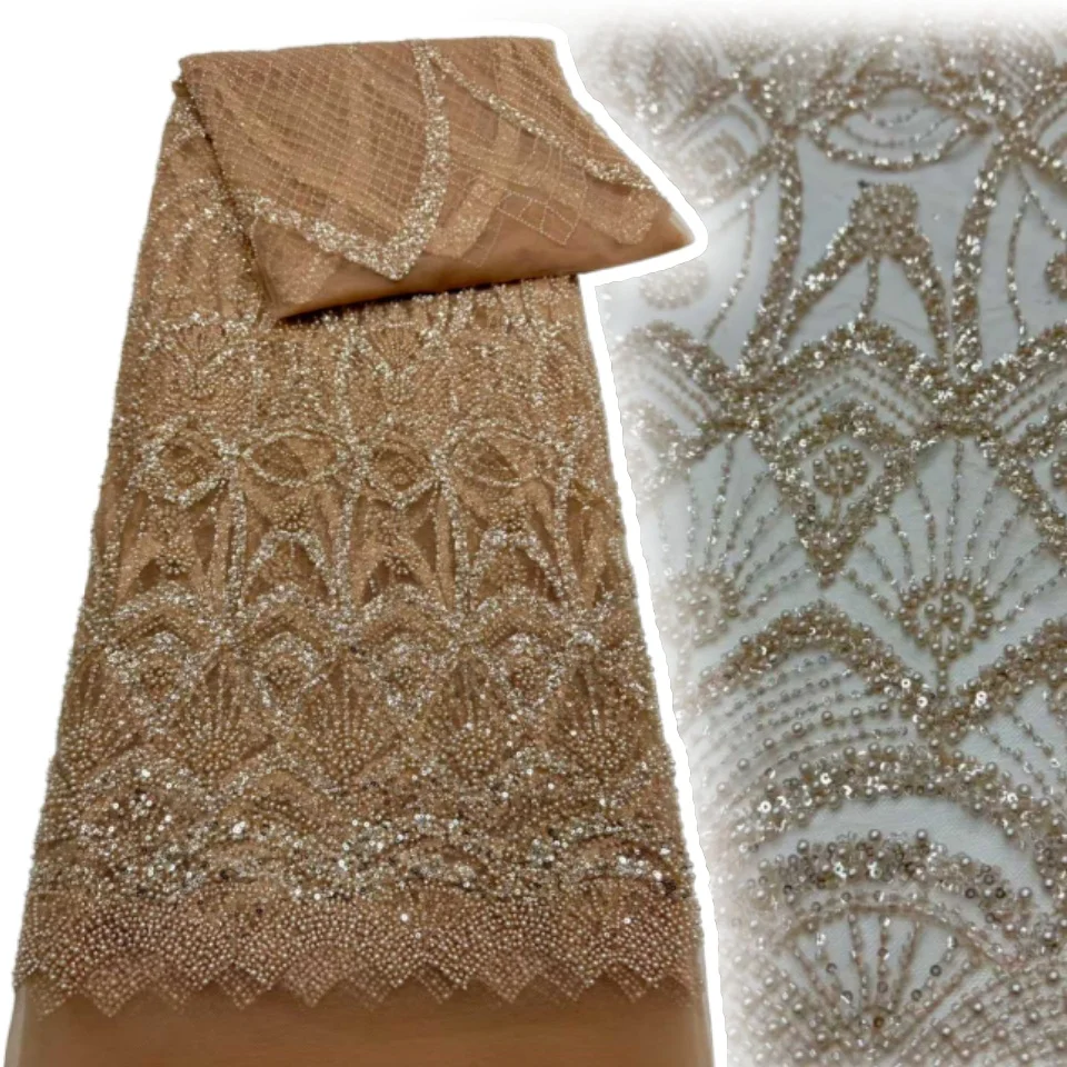 Роскошная африканская тюлевая кружевная ткань с бисером, 2024, высокое качество, нигерийская французская кружевная ткань с блестками, сшитая для женских вечерних платьев CC1315 
Роскошная африканская тюлевая кружевная ткань с бисером, 2024, высокое качество, нигерийская французская кружевная ткань с блестками, сшитая для женских вечерних платьев CC1315