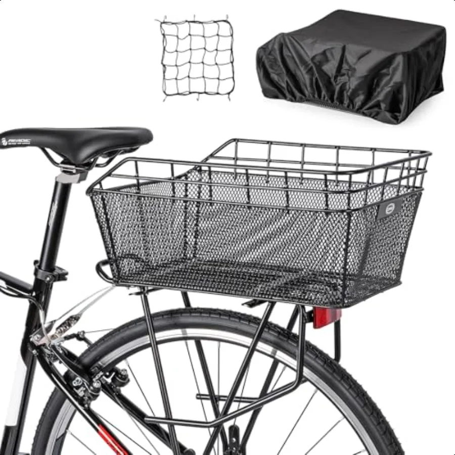Rear Bike Basket Large Bicycle Rear Basket with Cargo Net and Waterproof Cover Wire Bike Baskets Rear Large Capacity NO Bike Ra
Rear Bike Basket Large Bicycle Rear Basket with Cargo Net and Waterproof Cover Wire Bike Baskets Rear Large Capacity NO Bike Ra