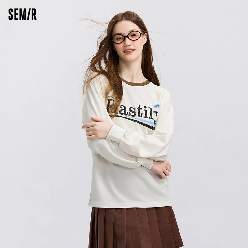 Женская футболка Semir с длинным рукавом, новинка 2025, весенняя, с буквенным принтом, с круглым вырезом, винтажный весенний свободный пуловер с рукавами реглан
Женская футболка Semir с длинным рукавом, новинка 2025, весенняя, с буквенным принтом, с круглым вырезом, винтажный весенний свободный пуловер с рукавами реглан