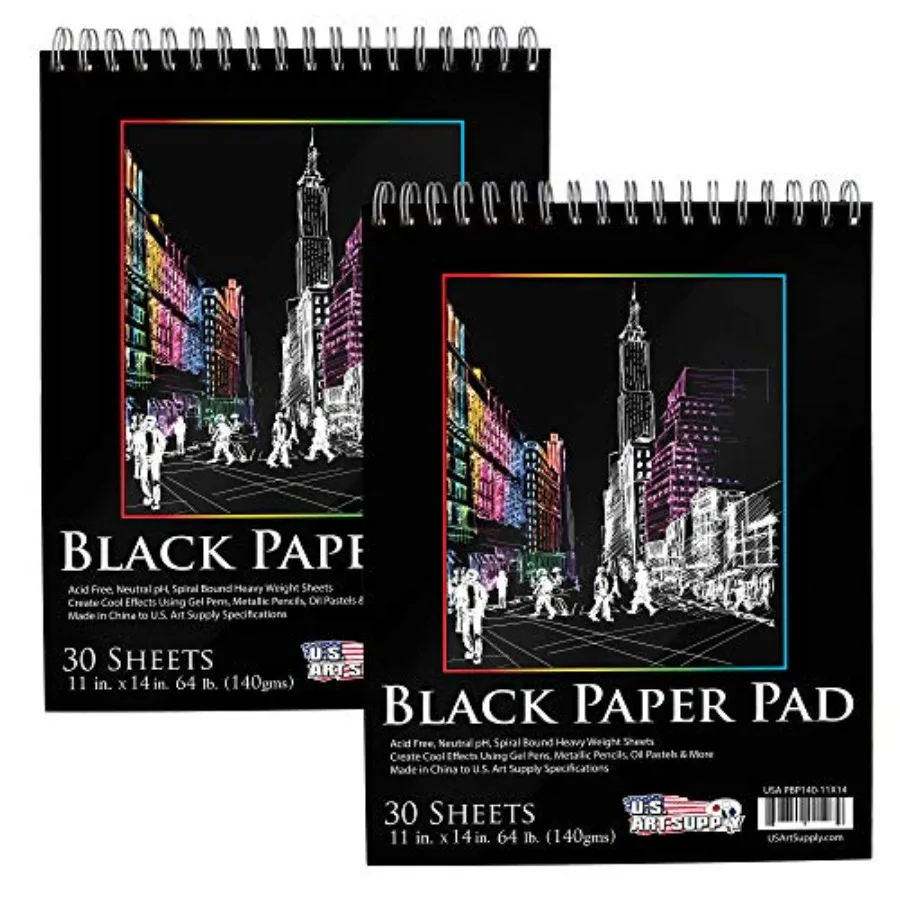 11x14 Premium Heavy-Weight Black Paper Sketchbook, 64lb 140gsm,2 Pack, 30 Sheets, Spiral Bound, Black Paper Notebook for Colore
11x14 Premium Heavy-Weight Black Paper Sketchbook, 64lb 140gsm,2 Pack, 30 Sheets, Spiral Bound, Black Paper Notebook for Colore