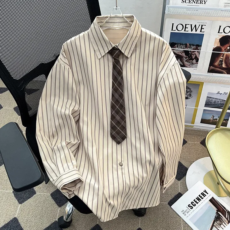 Women's Khaki Striped Blouses and Shirts Vintage Elegant 2000s Oversize Long Sleeve Polo-Neck Shirt Clothes Spring Autumn 2026
Women's Khaki Striped Blouses and Shirts Vintage Elegant 2000s Oversize Long Sleeve Polo-Neck Shirt Clothes Spring Autumn 2026