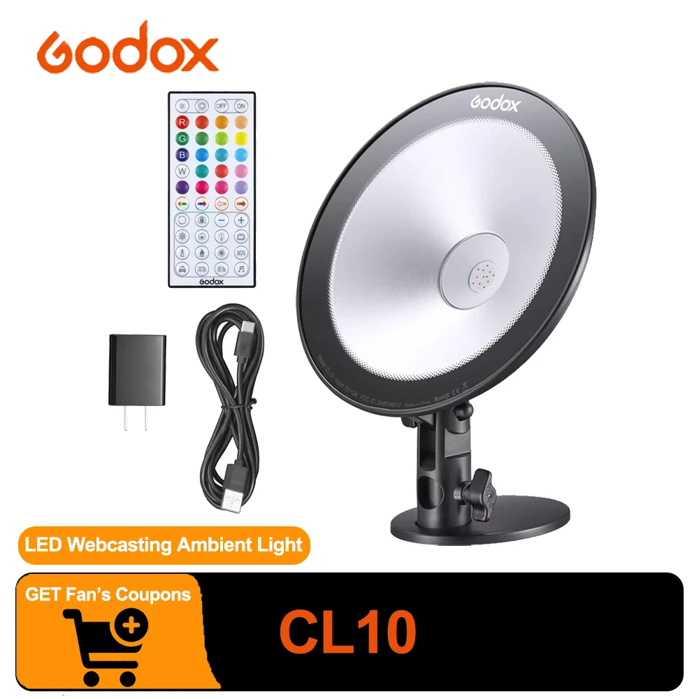 Godox Light CL10 10W RGB Wireless Remote Control LED Webcasting Ambient Light Built-in 39 Special Effects
Godox Light CL10 10W RGB Wireless Remote Control LED Webcasting Ambient Light Built-in 39 Special Effects