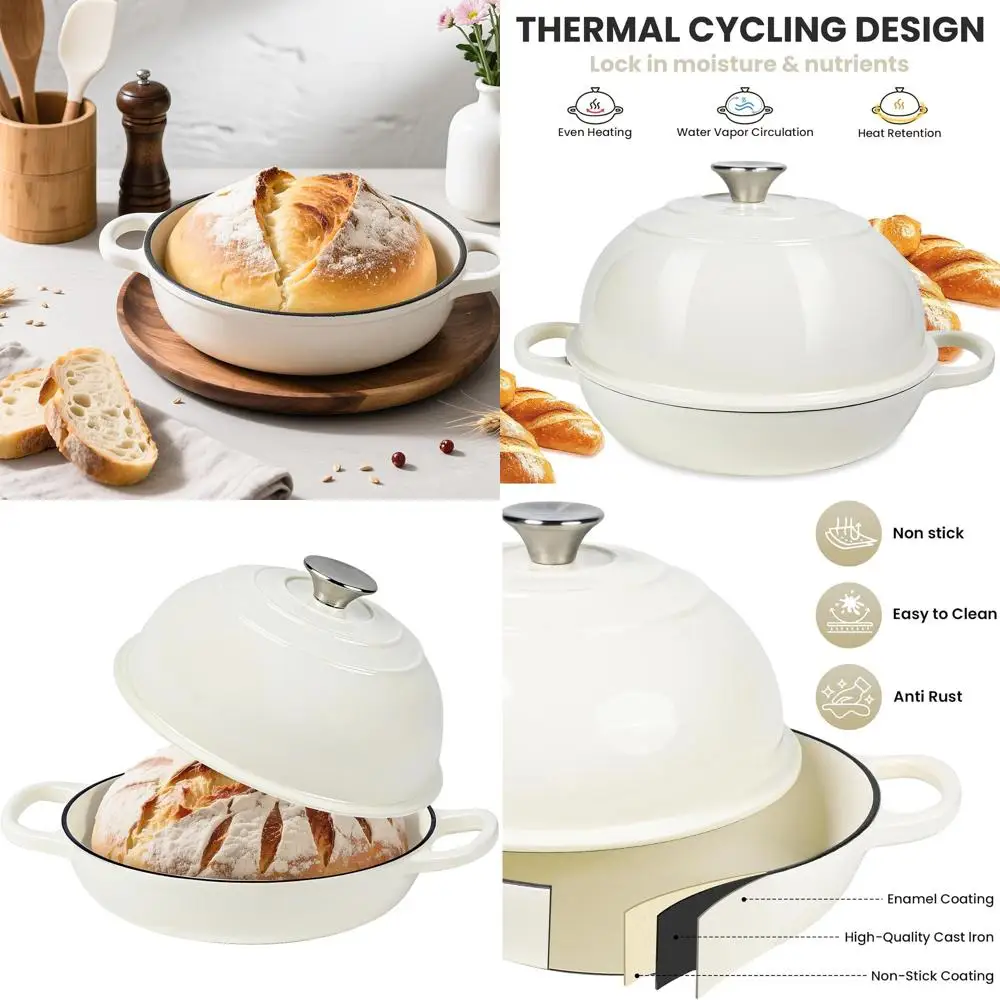 Enameled Cast Iron Bread Dutch Oven, 6-Quart, Oven-Safe Up to 500°F, White
Enameled Cast Iron Bread Dutch Oven, 6-Quart, Oven-Safe Up to 500°F, White