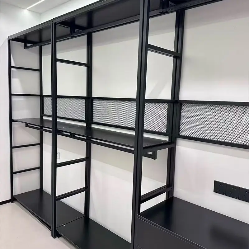 Open metal wardrobe floor-to-ceiling hanger cloakroom household bedroom
Open metal wardrobe floor-to-ceiling hanger cloakroom household bedroom