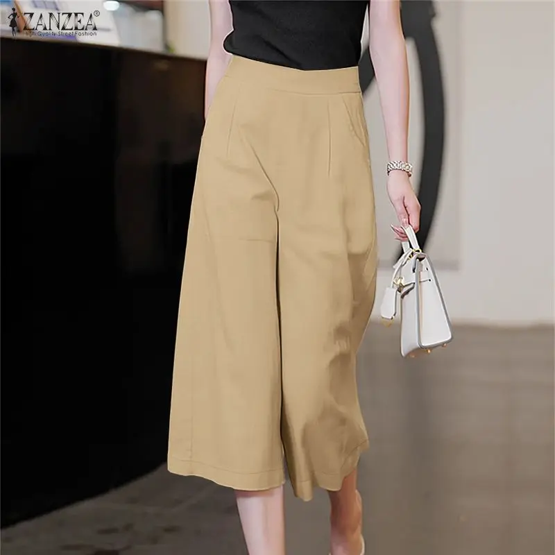 ZANZEA Women's Casual Day Wide-Leg Cropped Pants Elastic Back Waist Solid Color Baggy Capris Summer Commute Culottes for Woman
ZANZEA Women's Casual Day Wide-Leg Cropped Pants Elastic Back Waist Solid Color Baggy Capris Summer Commute Culottes for Woman