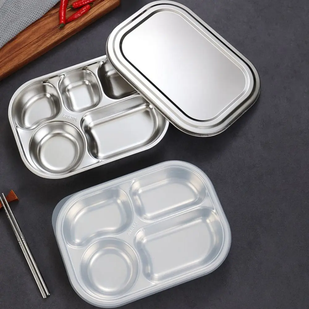 4/5-Compartments Divided Dinner Tray 304 Stainless Steel Deepened Divided Dinner Plate with Lid School Food Plate Student
4/5-Compartments Divided Dinner Tray 304 Stainless Steel Deepened Divided Dinner Plate with Lid School Food Plate Student