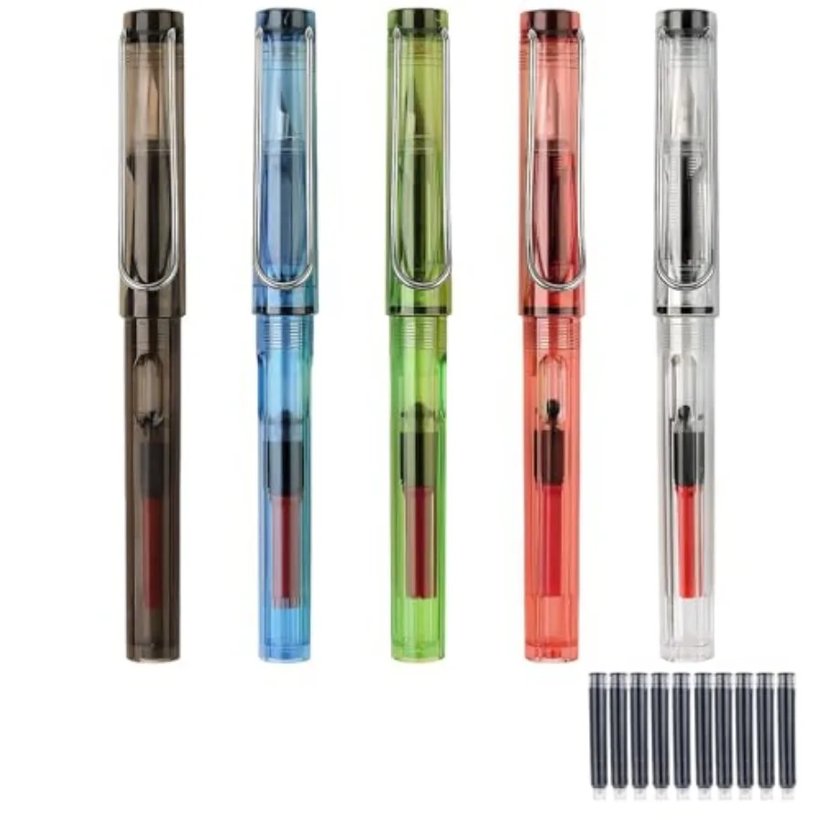 5-Color Fountain Pen Set with 10 Ink Cartridges 0.38mm Nib - Convertible Design with Included Converter - Writing Practice Set
5-Color Fountain Pen Set with 10 Ink Cartridges 0.38mm Nib - Convertible Design with Included Converter - Writing Practice Set