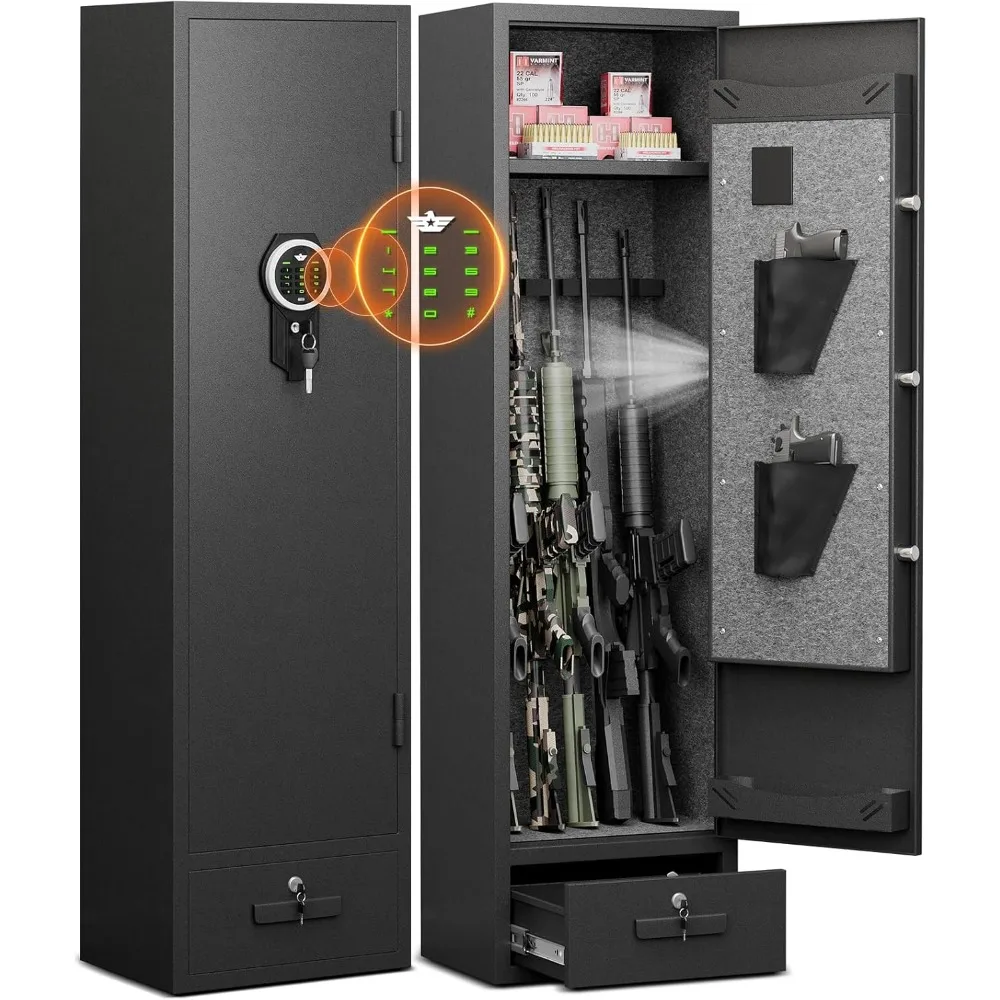 Gun Safe, 4-5 Gun Rifle Safe for Home Rifle and Pistols, Quick Access Gun Safes with Drawer, Removable Shelf and Pistol Bags
Gun Safe, 4-5 Gun Rifle Safe for Home Rifle and Pistols, Quick Access Gun Safes with Drawer, Removable Shelf and Pistol Bags