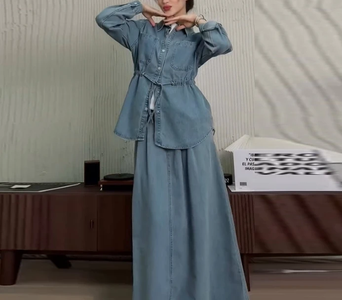 Women's Two-Piece Set New Single Breasted Long Sleeved Top Loose Skirt Set Simple Commuting Style Casual Elegant Skirt Set
Women's Two-Piece Set New Single Breasted Long Sleeved Top Loose Skirt Set Simple Commuting Style Casual Elegant Skirt Set
