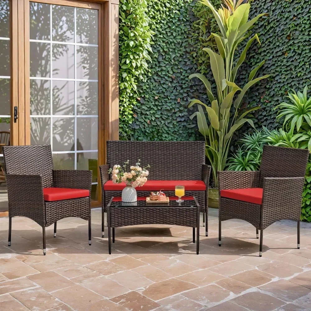 Garden Sofas 4 Pieces Patio Rattan Chair Wicker, Outdoor Indoor Use Backyard Porch Garden Poolside Balcony Garden Sofas
Garden Sofas 4 Pieces Patio Rattan Chair Wicker, Outdoor Indoor Use Backyard Porch Garden Poolside Balcony Garden Sofas
