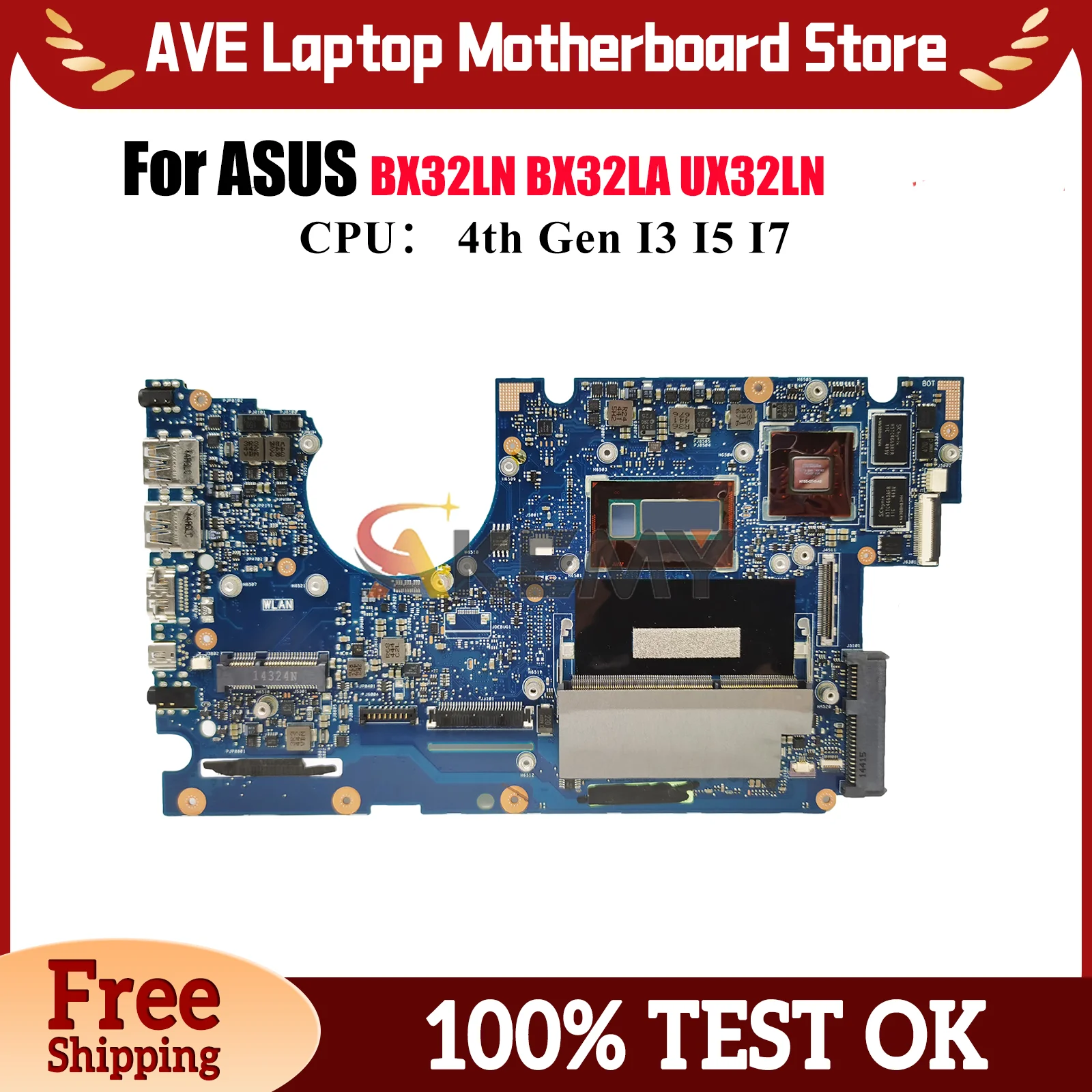 UX32LN Laptop Motherboard For ASUS ZenBook UX32LN UX32L BX32LA BX32LN Notebook Mainboard W/ I3 I5 I7 CPU 100% tests OK fast ship
UX32LN Laptop Motherboard For ASUS ZenBook UX32LN UX32L BX32LA BX32LN Notebook Mainboard W/ I3 I5 I7 CPU 100% tests OK fast ship