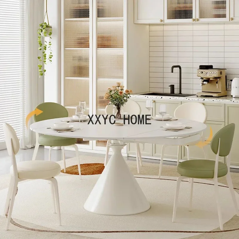 Круглые стулья, обеденные столы, складные современные элегантные белые обеденные столы, аккуратная компактная мебель Meuble для гостиной 
Круглые стулья, обеденные столы, складные современные элегантные белые обеденные столы, аккуратная компактная мебель Meuble для гостиной