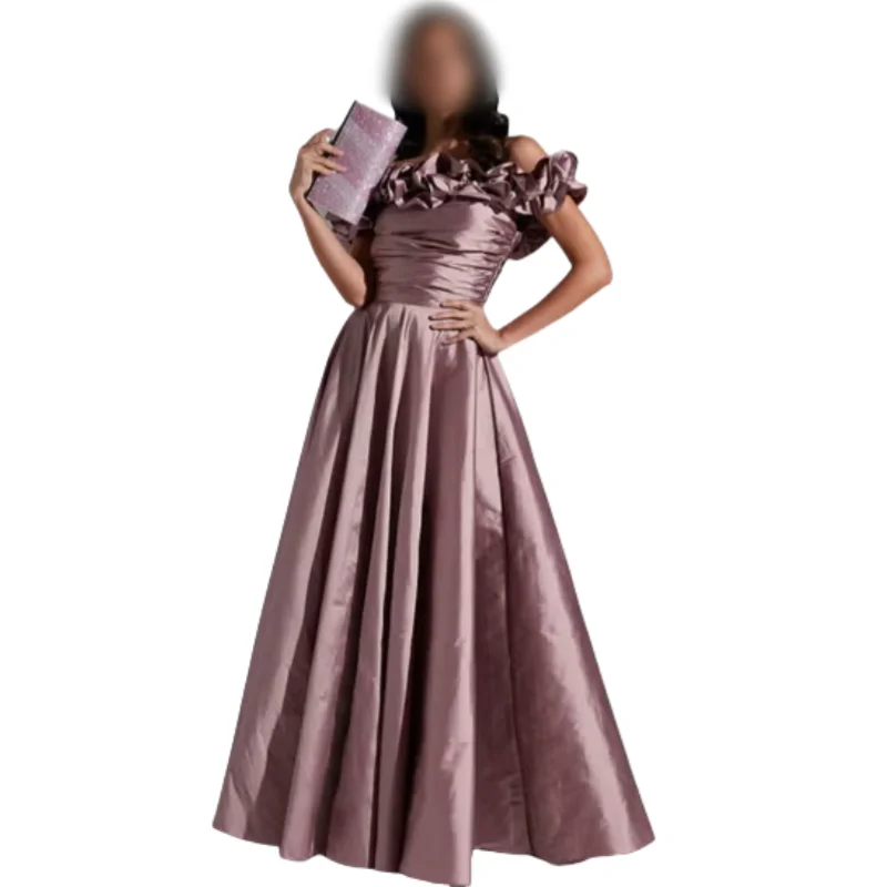 Satin Line-Neck Evening Dress Off-The-Shoulder Formal Occasion Party Dress Floor-Length Exquisite Applique Pleated Ball Dress
Satin Line-Neck Evening Dress Off-The-Shoulder Formal Occasion Party Dress Floor-Length Exquisite Applique Pleated Ball Dress