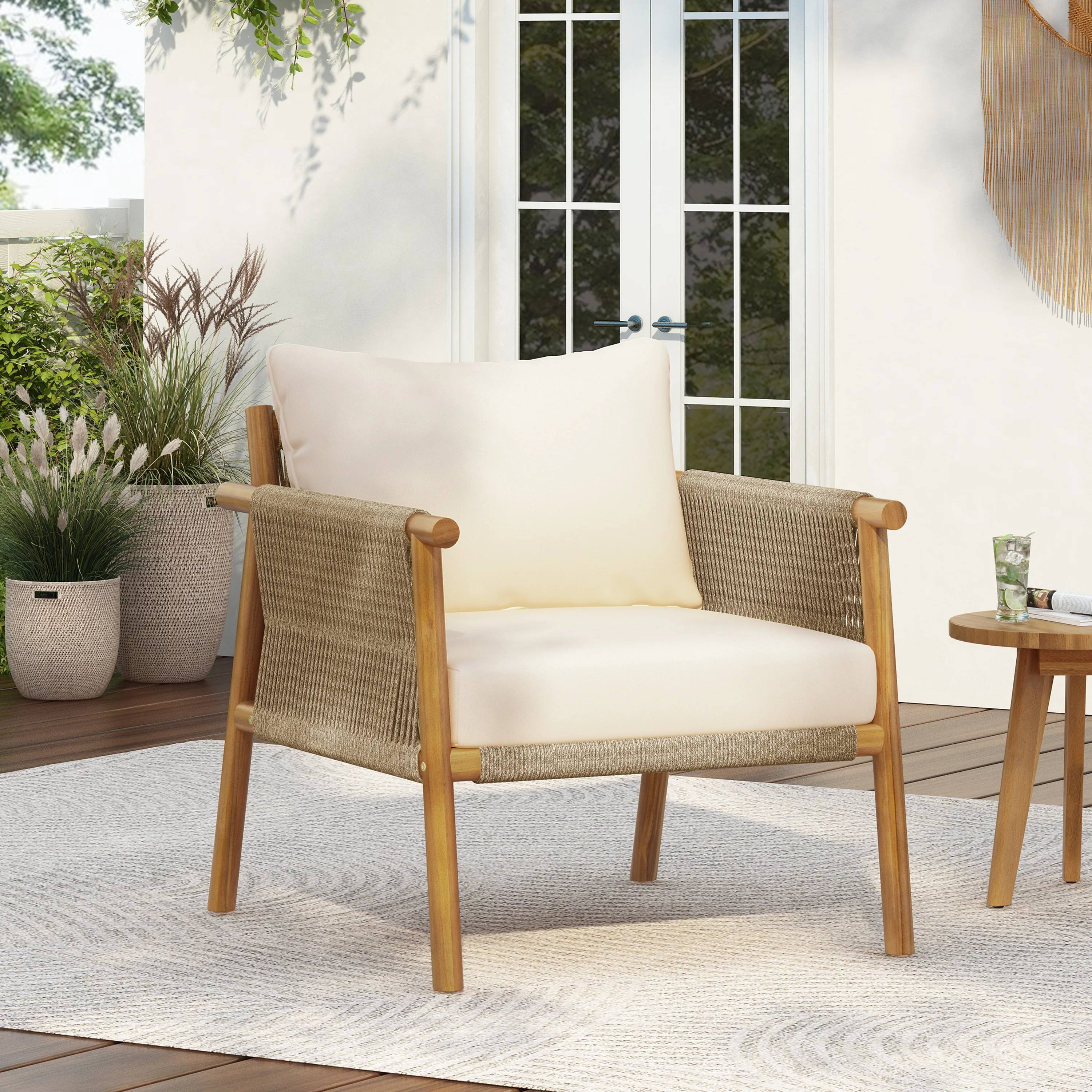 !@28" Modern Outdoor Wicker Lounge Chair with Wood Frame and Waterproof Polyester Cushions Comfortable for Garden Patio Balcony
!@28" Modern Outdoor Wicker Lounge Chair with Wood Frame and Waterproof Polyester Cushions Comfortable for Garden Patio Balcony