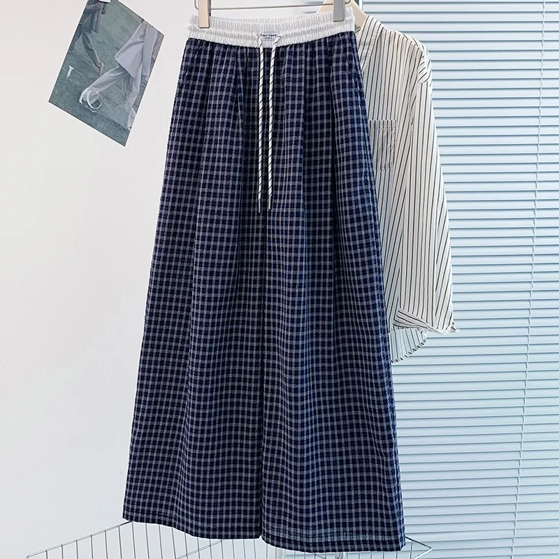 Summer Thin Wide Leg Straight Casual Pants Women's Loose Elastic Waist Plaid Loose Wide Leg Straight Tube Pants
Summer Thin Wide Leg Straight Casual Pants Women's Loose Elastic Waist Plaid Loose Wide Leg Straight Tube Pants