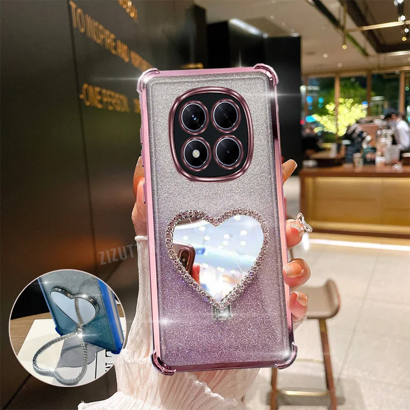 Love Heart Makeup Mirror Glitter Luxury Ring Phone Holder Case On For Xiaomi Redmi Note 14 Pro+ Girl Woman Used Anti-knock Cover
Love Heart Makeup Mirror Glitter Luxury Ring Phone Holder Case On For Xiaomi Redmi Note 14 Pro+ Girl Woman Used Anti-knock Cover