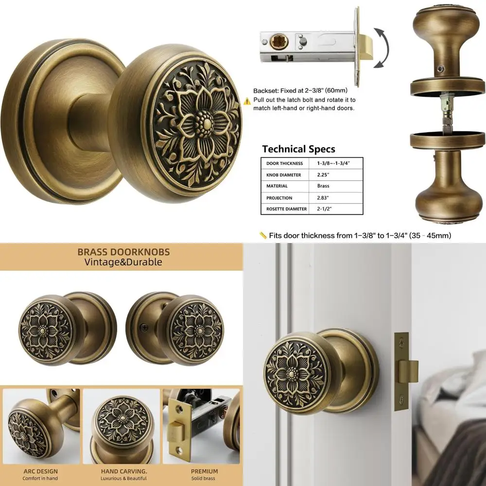 Элегантная винтажная латунная дверная ручка с детальным цветочным дизайном — внутренние дверные ручки для конфиденциальности, прочная и классическая, подходит для T
Элегантная винтажная латунная дверная ручка с детальным цветочным дизайном — внутренние дверные ручки для конфиденциальности, прочная и классическая, подходит для T
