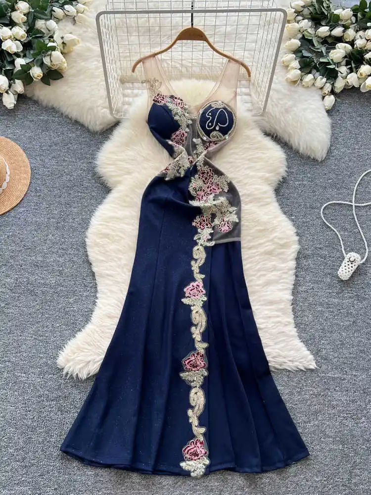 Women's Blue Evening Dress 90s Vintage Off Shoulder Luxury Embroidery Long Dresses Y2k Elegant One Piece Frocks Clothes Summer
Women's Blue Evening Dress 90s Vintage Off Shoulder Luxury Embroidery Long Dresses Y2k Elegant One Piece Frocks Clothes Summer